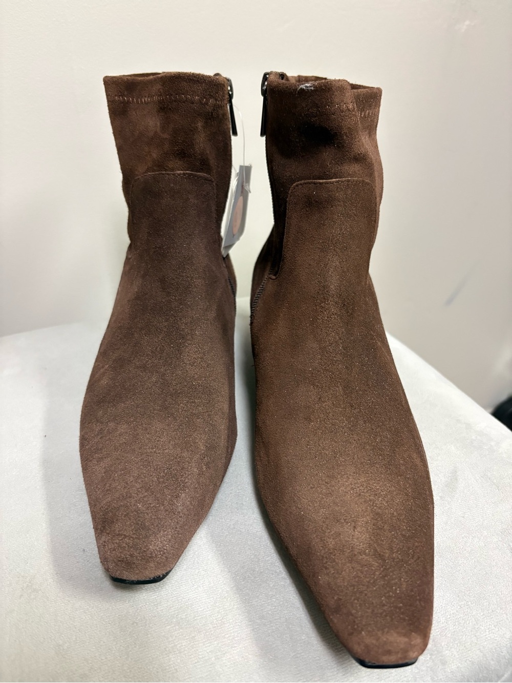 Jason Wu Brown Suede Ankle Booties with Side Zip - Picture 4 of 7